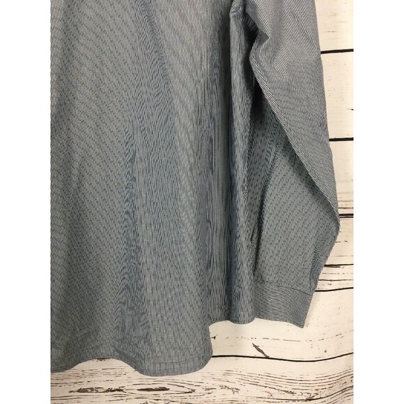 Michael Kors Dress Shirt XL Slate Blue White Pinstripe Long Sleeve Button Down - Picture 10 of 12